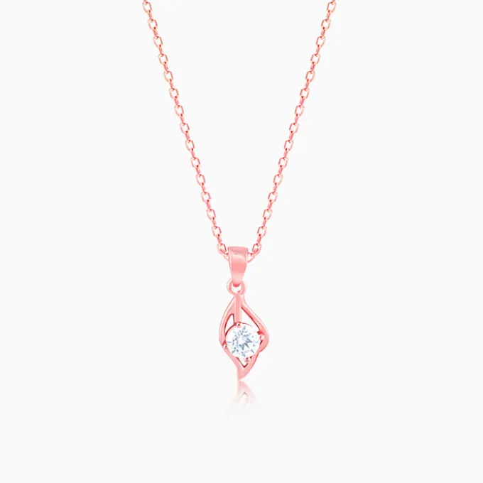Rose Gold Falling Dew Pendant With Link Chain