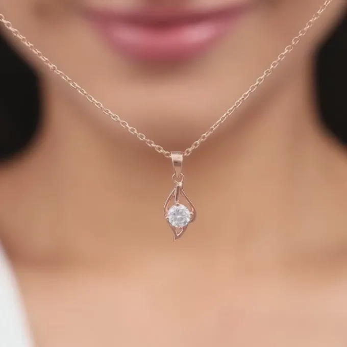 Rose Gold Falling Dew Pendant With Link Chain