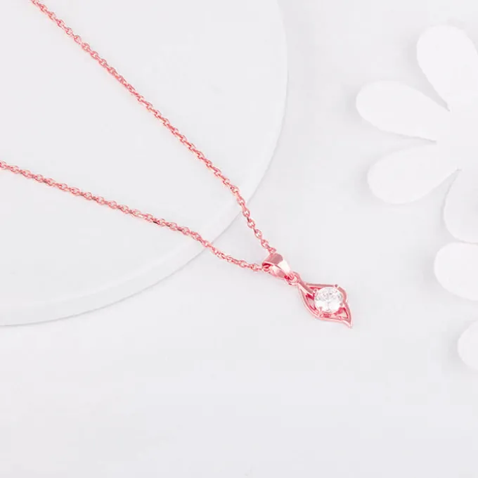 Rose Gold Falling Dew Pendant With Link Chain
