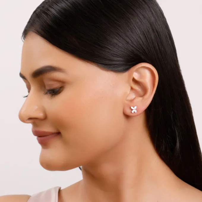 Rose Gold Filigree Butterfly Lab Grown Diamond Earrings