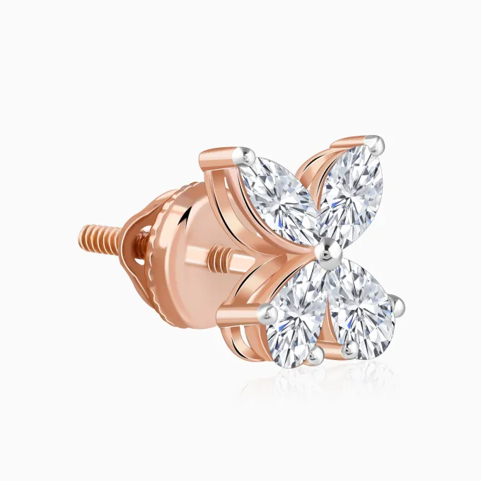 Rose Gold Filigree Butterfly Lab Grown Diamond Earrings