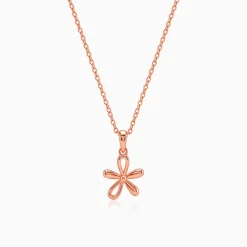 Rose Gold Fleur Bloom Pendant With Link Chain