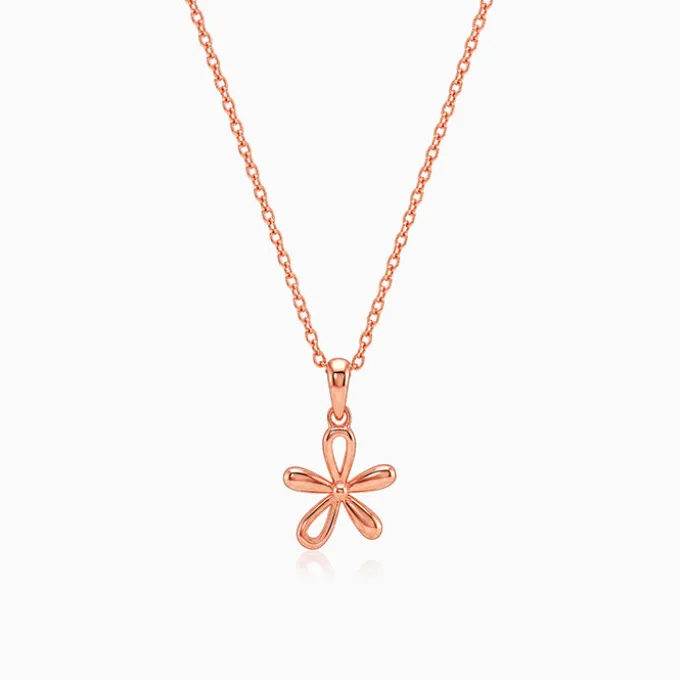 Rose Gold Fleur Bloom Pendant With Link Chain