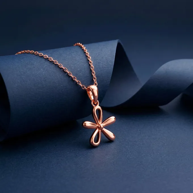 Rose Gold Fleur Bloom Pendant With Link Chain
