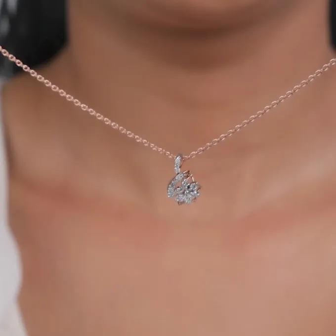 Rose Gold Flora Knot Lab Grown Diamond Pendant