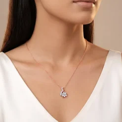Rose Gold Flora Knot Lab Grown Diamond Pendant
