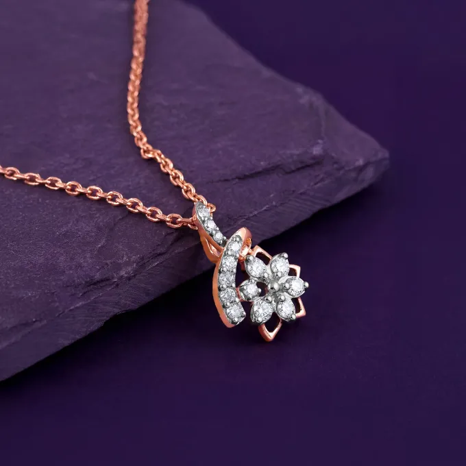 Rose Gold Flora Knot Lab Grown Diamond Pendant