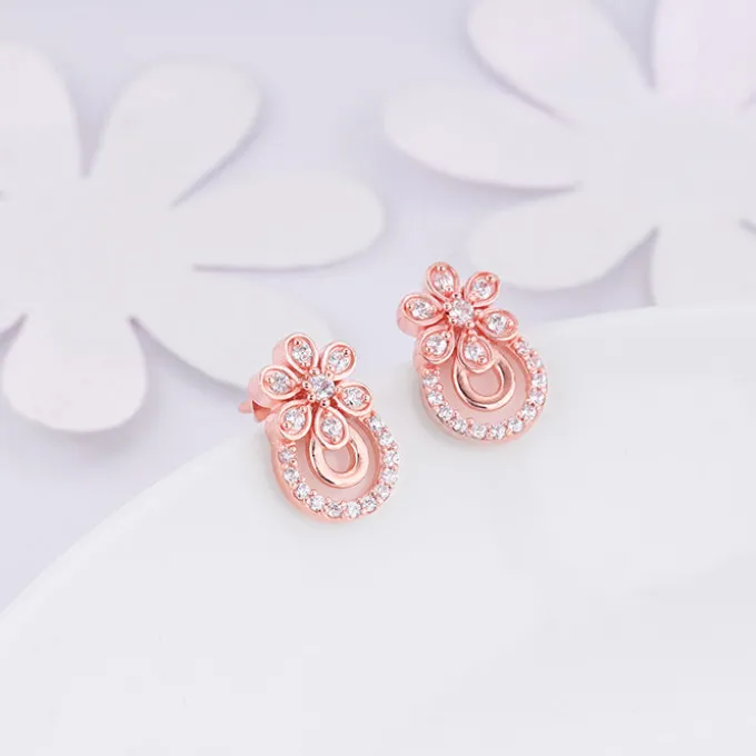 Rose Gold Floral Arch Earrings