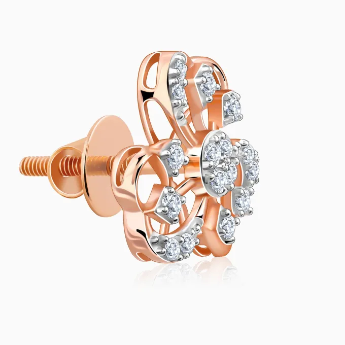 Rose Gold Floral Bae Lab Grown Diamond Earrings