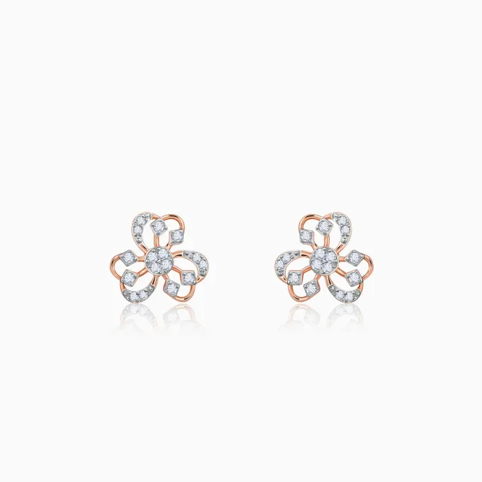 Rose Gold Floral Bae Lab Grown Diamond Earrings