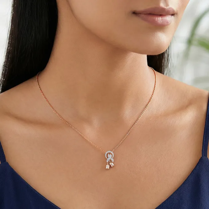 Rose Gold Floral Bond Lab Grown Diamond Pendant