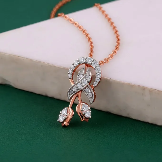 Rose Gold Floral Bond Lab Grown Diamond Pendant