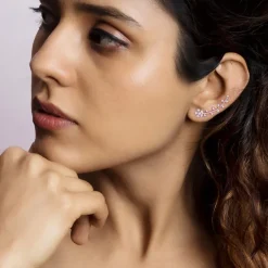 Rose Gold Floral Branch Ear Cuffs