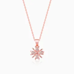 Rose Gold Floral Dreams Pendant With Link Chain