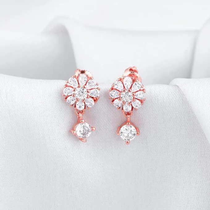 Rose Gold Floral Earrings