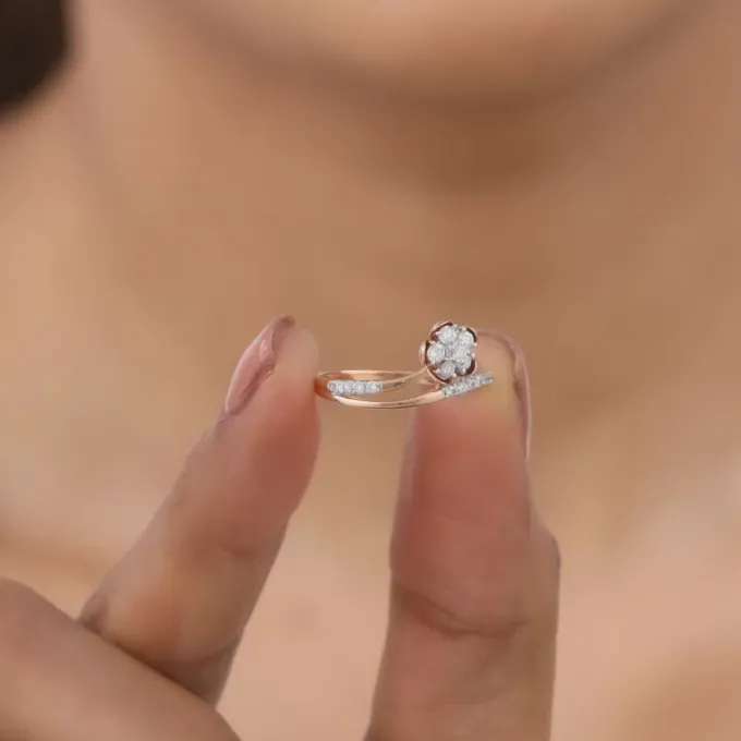 Rose Gold Floral Enigma Diamond Ring