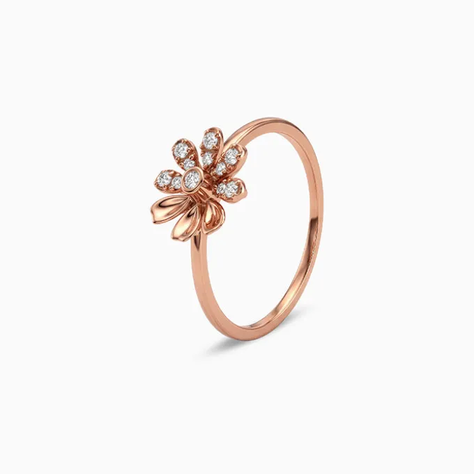 Rose Gold Floral Face Ring (Size 12)