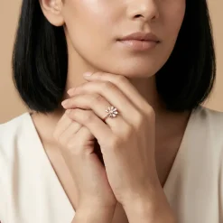 Rose Gold Floral Face Ring (Size 12)