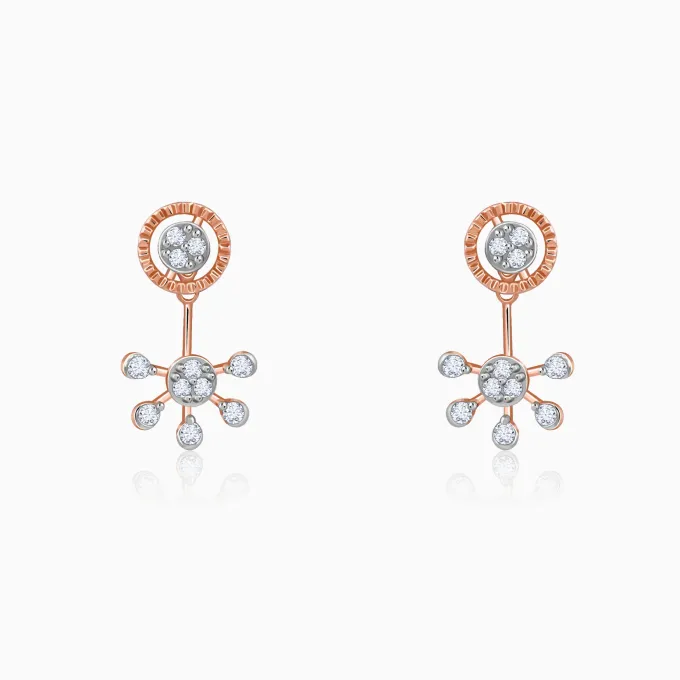 Rose Gold Floral Glam Lab Grown Diamond Earrings