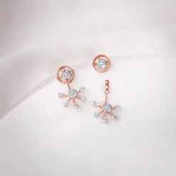 Rose Gold Floral Glam Lab Grown Diamond Earrings