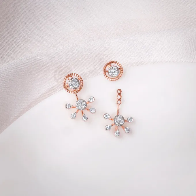 Rose Gold Floral Glam Lab Grown Diamond Earrings