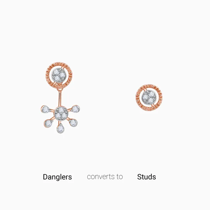 Rose Gold Floral Glam Lab Grown Diamond Earrings