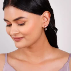 Rose Gold Floral Glam Lab Grown Diamond Earrings