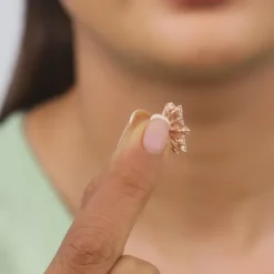 Rose Gold Floral Grace Heart Studs