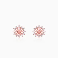 Rose Gold Floral Grace Heart Studs