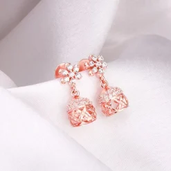 Rose Gold Floral Jaali Jhumki Earrings