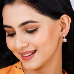 Rose Gold Floral Jaali Jhumki Earrings
