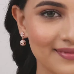 Rose Gold Floral Jaali Jhumki Earrings