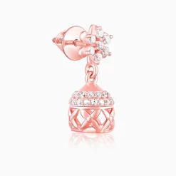 Rose Gold Floral Jaali Jhumki Earrings