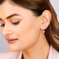 Rose Gold Floral Shine Earrings