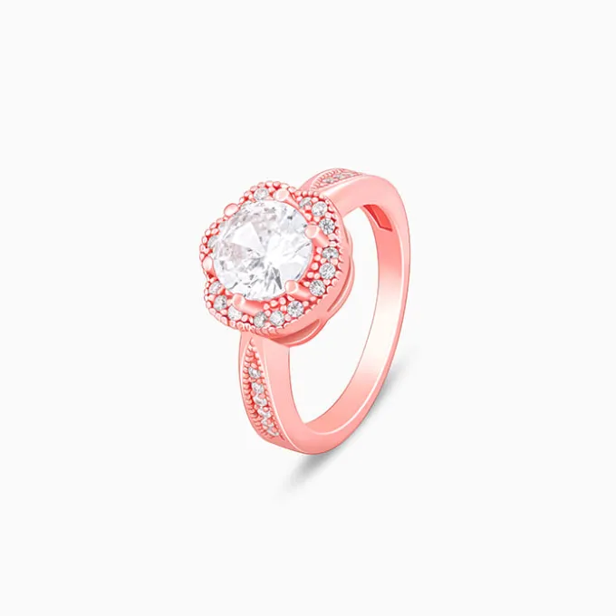 Rose Gold Floral Shine Ring