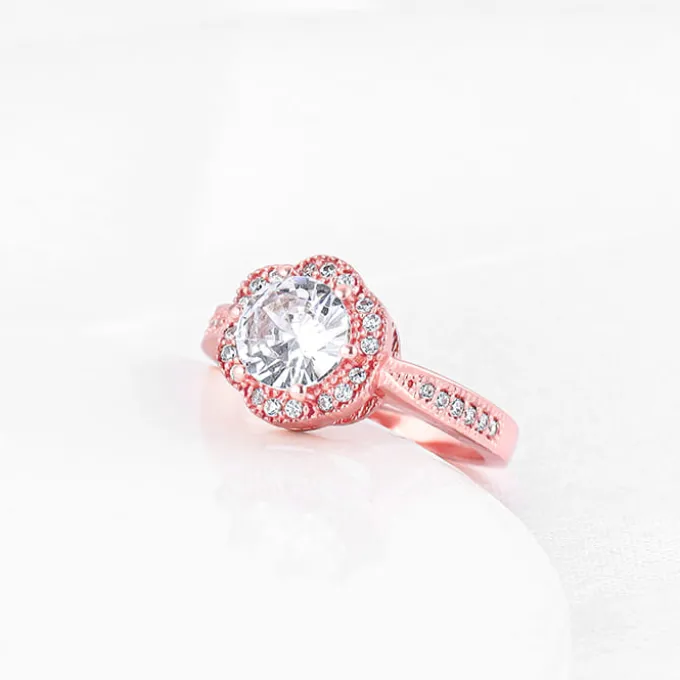 Rose Gold Floral Shine Ring