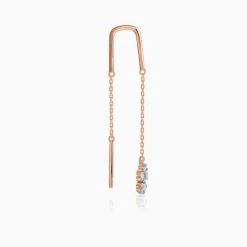 Rose Gold Floral Sui Dhaga Lab Grown Diamond Earrings