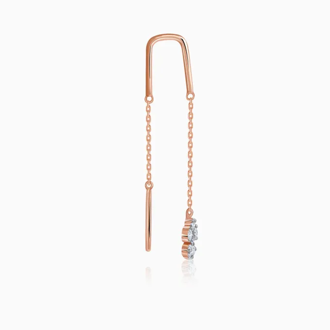 Rose Gold Floral Sui Dhaga Lab Grown Diamond Earrings