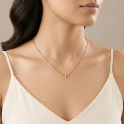 Rose Gold Floret Bow Necklace