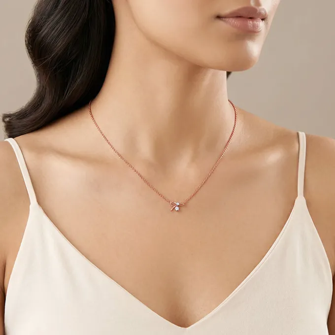 Rose Gold Floret Bow Necklace