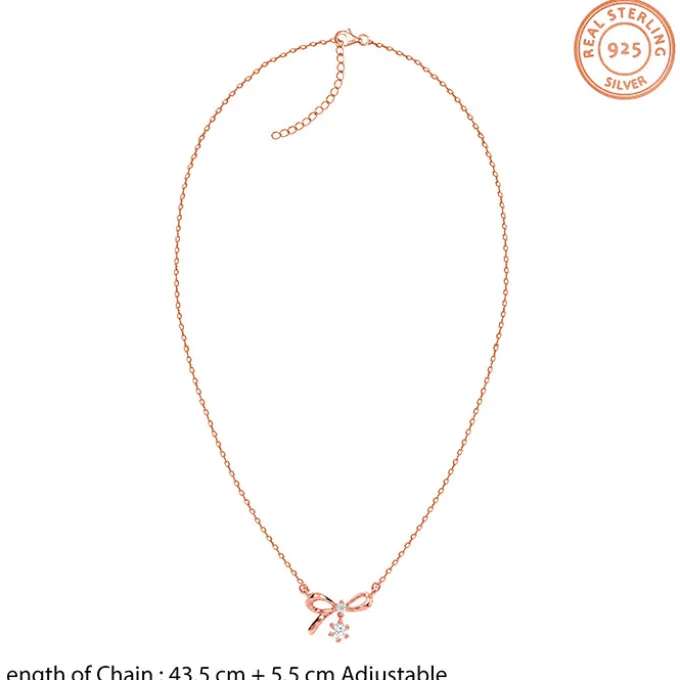 Rose Gold Floret Bow Necklace