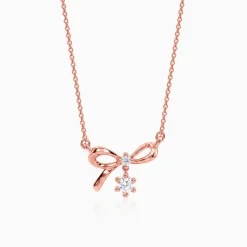 Rose Gold Floret Bow Necklace