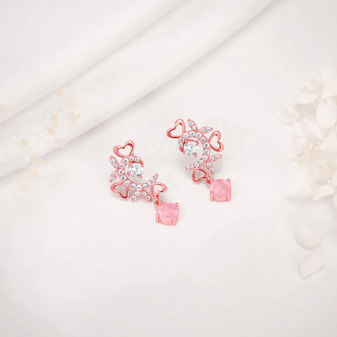 Rose Gold Floret Elegance Drop Earrings