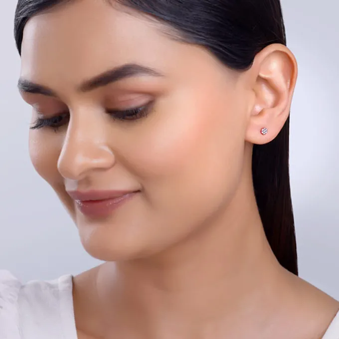 Rose Gold Flower Bling Studs