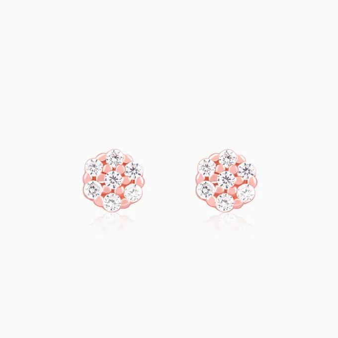 Rose Gold Flower Bling Studs