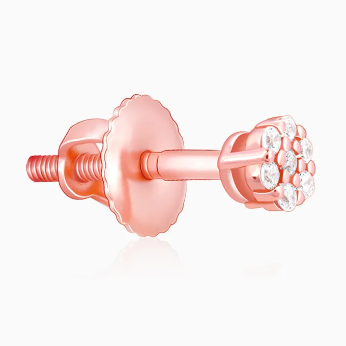 Rose Gold Flower Bling Studs