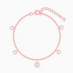 Rose Gold Flower Charm Bracelet