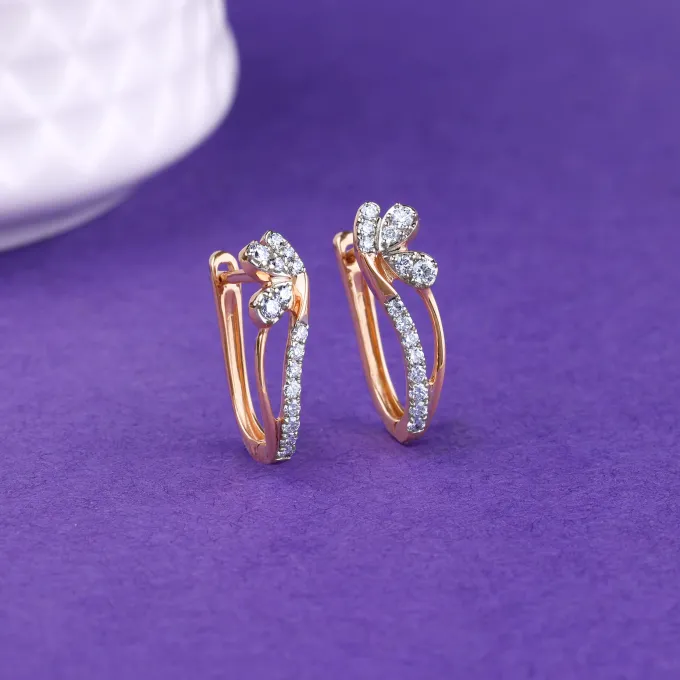 Rose Gold Flowery Lab Grown Diamond Earrings