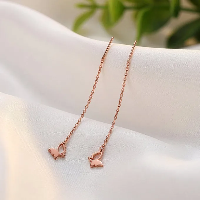 Rose Gold Fluttering Beauty Sui Dhaga Earrings