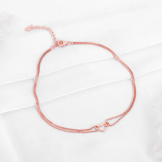 Rose Gold Follow Love Layered Anklet